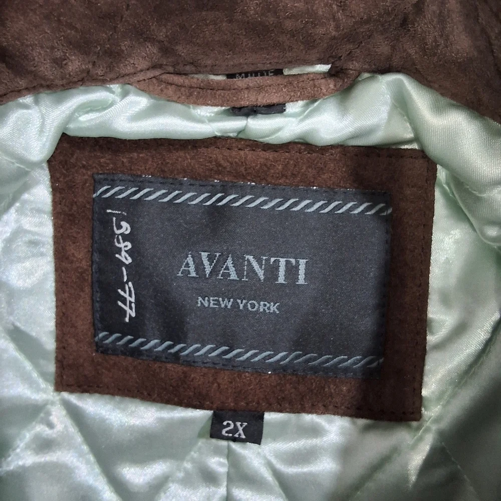 Avanti~Women Suede Leather Quilted Evening Jacket~Floral Embroidery~Brown~2X - Picture 3 of 9
